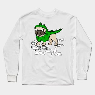 Pug Baby Godzilla Long Sleeve T-Shirt